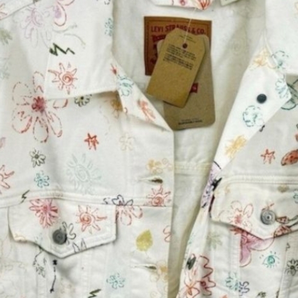 Levis Original Style Trucker AOP All Over Print Floral Denim Jean Women Large - Picture 5 of 8